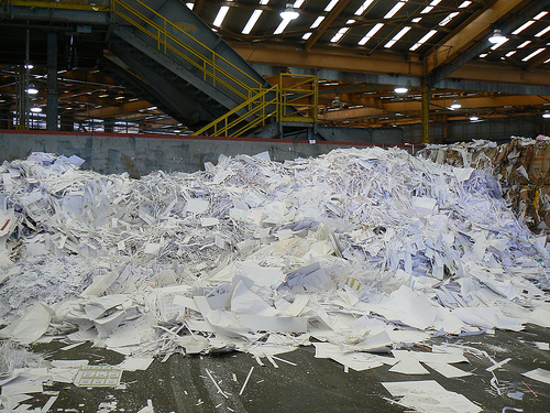 sorted white paper pile